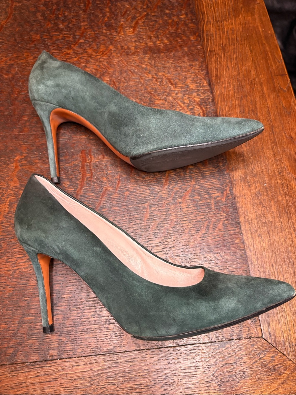 CELINE Paris Green Suede Pointed Toe Stiletto Pumps - Size 35 - Picture 5 of 8